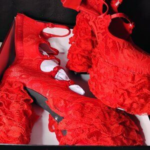 Azalea Wang SPREENE RED CHUNKY PUMP | Womens Size 11 | NIB